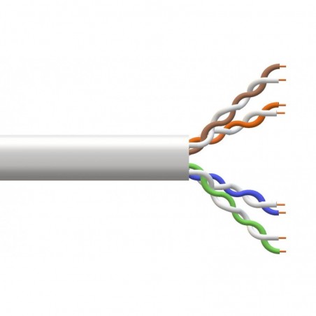 CAVO SOLIDO UTP PER RETI CATEGORIA 5E PVC AWG24 MATERIALE CCA MATASSA MT 100 CLASSE CPR ECA GUAINA BIANCA