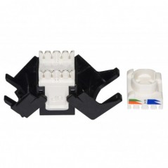 PRESA RETE KEYSTONE JACK RJ45 CATEGORIA 5E UTP TOOLESS COLORE NERO 180° CONTATTI DORATI 50 MICRON
