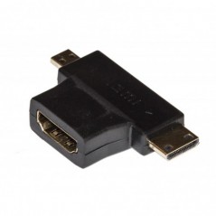 ADATTATORE HDMI FEMMINA A MINI HDMI®  MASCHIO + MICRO HDMI® MASCHIO