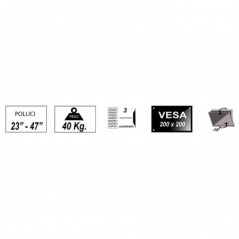 STAFFA A MURO PER TV FINO A 40 KG, DA 23 A 47" FINO A VESA 200X200