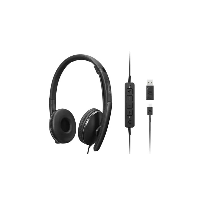 LENOVO CUFFIE CABLATE ANC GEN 2 (TEAMS), CON CONVERTITORE USB-C a USB-A E CUSTODIA