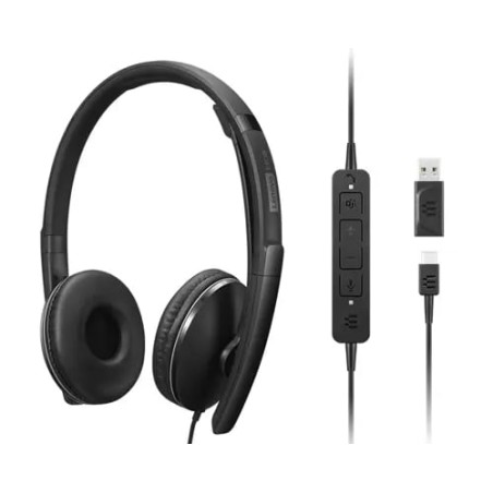 LENOVO CUFFIE CABLATE ANC GEN 2 (TEAMS), CON CONVERTITORE USB-C a USB-A E CUSTODIA