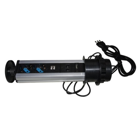 MULTIPRESA A SCOMPARSA CON 2 PORTE ALIMENTAZIONE ITA/SCHUKO, 2 PORTE USB + 1 RJ45 + 1 RJ11 + 1 HDMI® FEMMINA