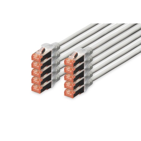 CONFEZIONE 10 CAVI CAT 6 SCHERMATI S/FTP MT 1 COLORE GRIGIO DIGITUS