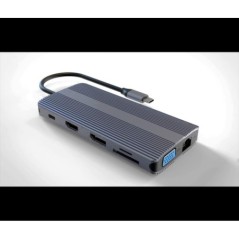 DOCKING STATION USB-C CON 12 PORTE USB, HDMI®, DP, VGA, PD, AUDIO, GIGABIT, CARD, PER NOTEBOOK TABLET E SMARTPHONE