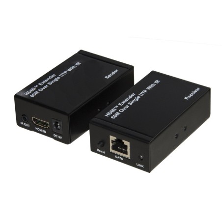 ESTENSORE HDMI® TRAMITE CAVO RETE CAT 6 FINO A 60 METRI 1080P CON COMANDO INFRAROSSI ALIMENTAZIONE DEL RICEVITORE POC (