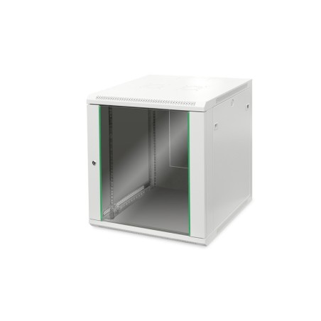 ARMADIO RACK 19" 12 UNITA' DA MURO (A)638 X (L)600 X PROFONDITA' 600 MM. COLORE GRIGIO PORTA VETRO