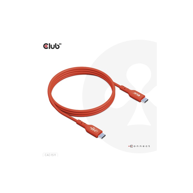 CLUB3D CAVO USB2 TYPE-C BI-DIRECTIONAL USB-IF CERTIFIED CABLE DATA 480MB PD 240W(48V/5A) EPR M/M 1M