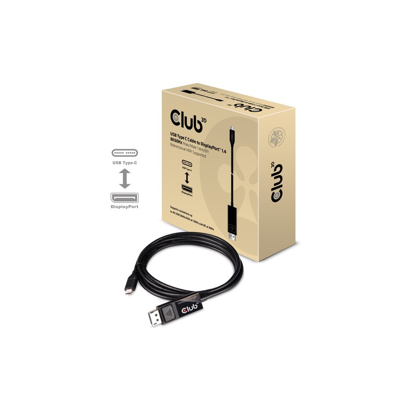 CLUB3D USB TYPE C TO DP 1.4 8K60HZ HDR 1.8M CABLE