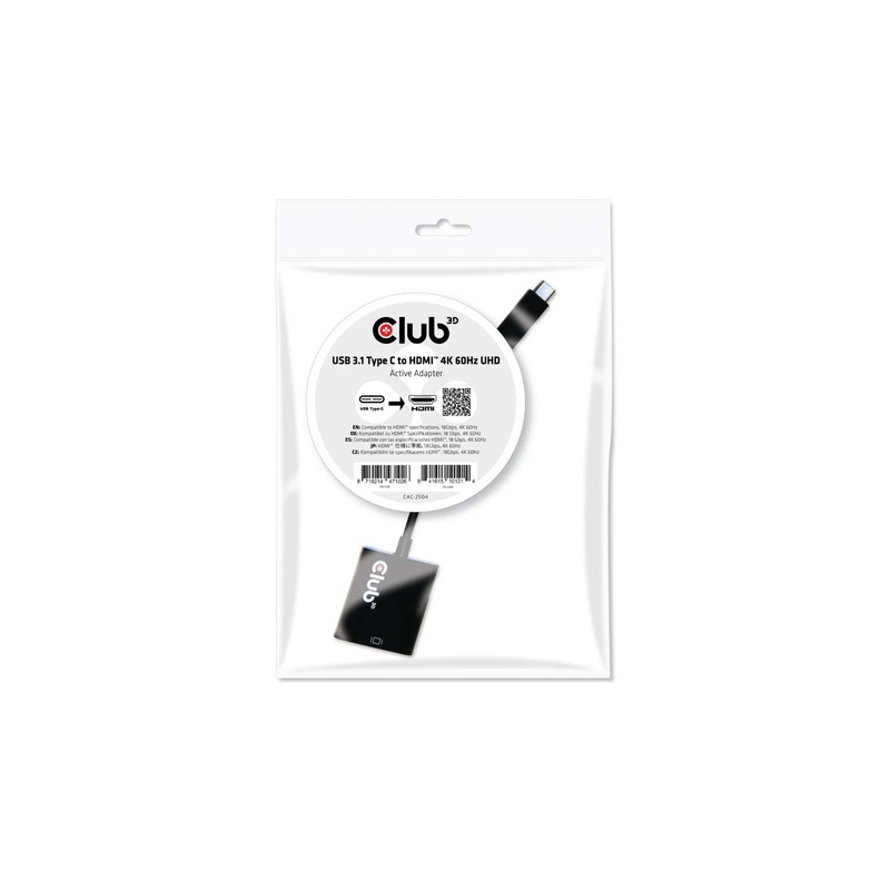 CLUB3D ADATTATORE USB TYPE C 3.1 GEN 1 TO HDMI 2.0 4K60HZ HDR ACTIVE