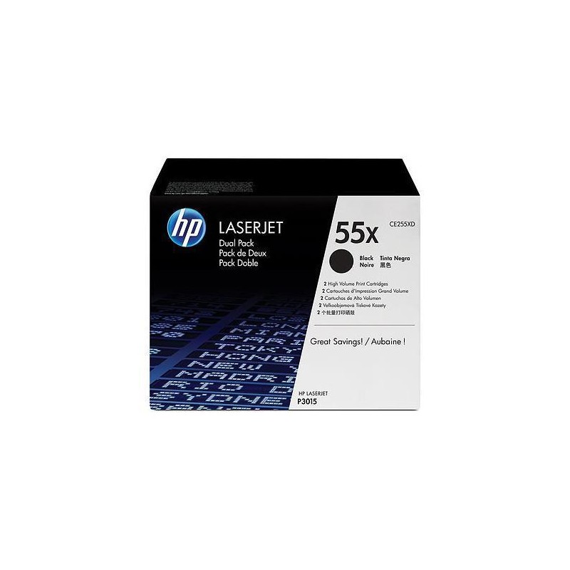 HP TONER NERO 55X PER LJ P3015 12.500 PAG (CONF 2 PZ)