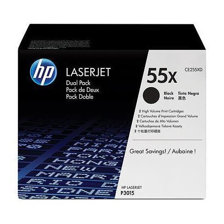 HP TONER NERO 55X PER LJ P3015 12.500 PAG (CONF 2 PZ)