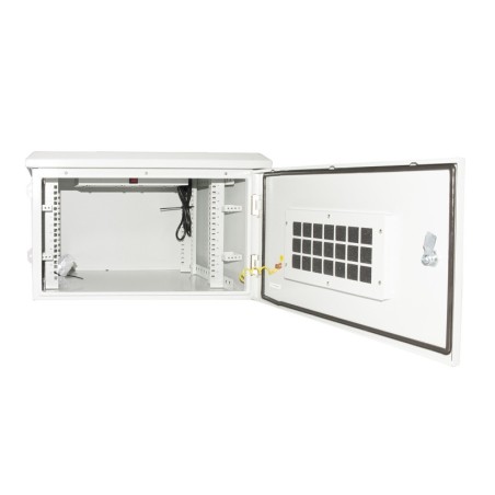 ARMADIO RACK 19 POLLICI 9U PER RETI DA ESTERNO CLASSE PROTEZIONE IP55 MISURE MM (L)600X(P)450X(A)467 GRIGIO CHIARO CON V