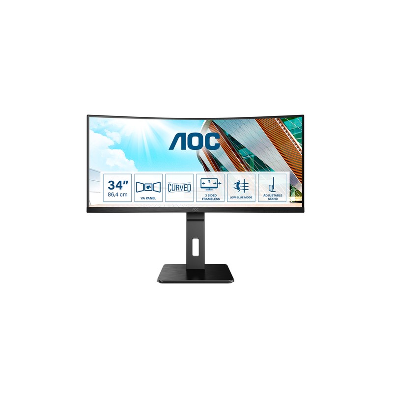 AOC MONITOR CURVO 34 LED VA 21:9 QHD 1MS 300 CDM, HDMI/DP, MULTIMEDIALE
