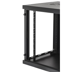 ARMADIO RACK 19" 9 UNITA' DA MURO PER RETI (A)485 X (L)540 X (P) 450 MM COLORE NERO PORTA VETRO