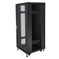 ARMADIO RACK 19" 27U (A)1388 (L)600 (P)600 COLORE NERO PORTA VETRO