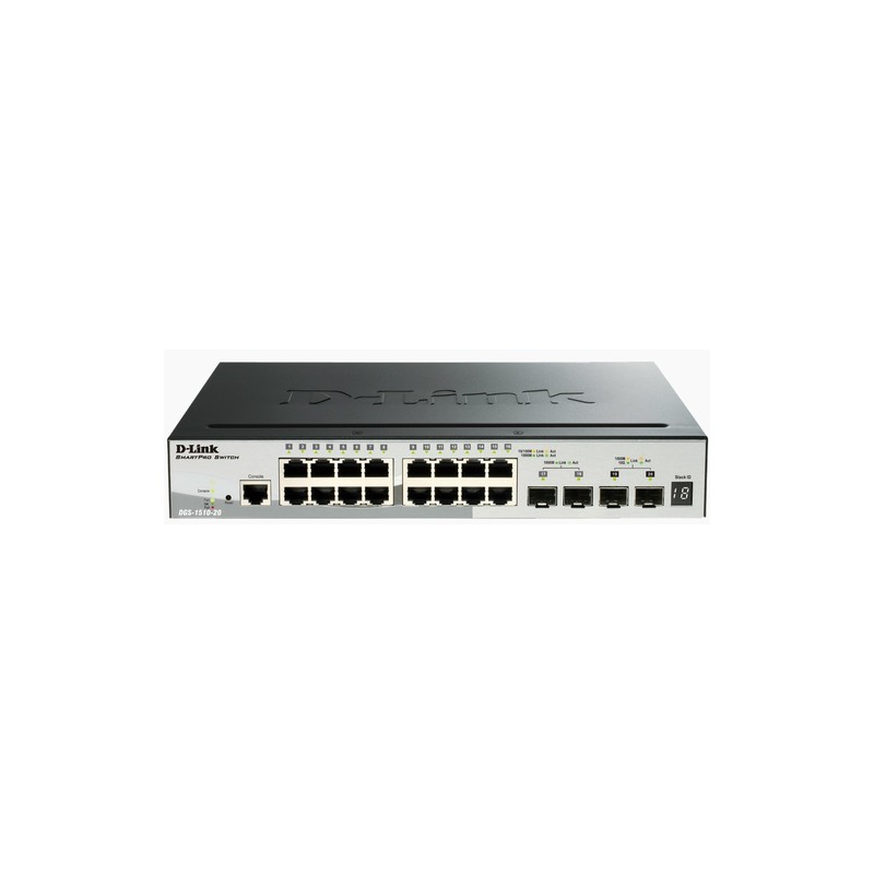 D-LINK SWITCH 16 PORTE GIGABIT + 2 PORTE SFP + 2 PORTE SFP SMART MANAGED STACKABLE