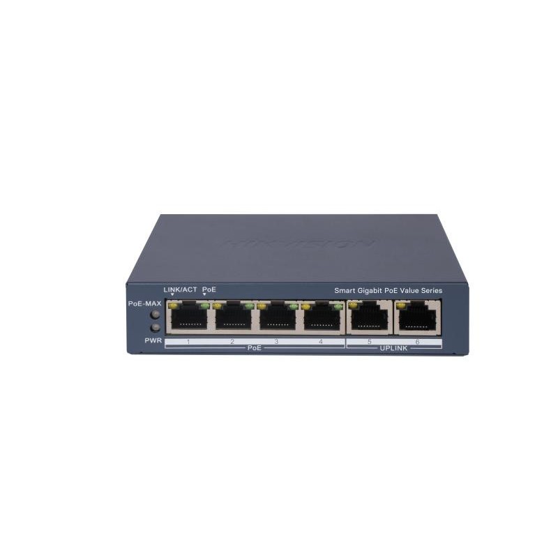 HIKVISION SWITCH L2, SMART MANAGED, 4 GIGABIT RJ45 POE PORTS, 2 GIGABIT RJ45 PORT, 802.3AF/AT, POE P HIKVISION SWITCH L2, SMART MANAGED, 4 GIGABIT RJ45 POE PORTS, 2 GIGABIT RJ45 PORT, 802.3AF/AT, POE P
