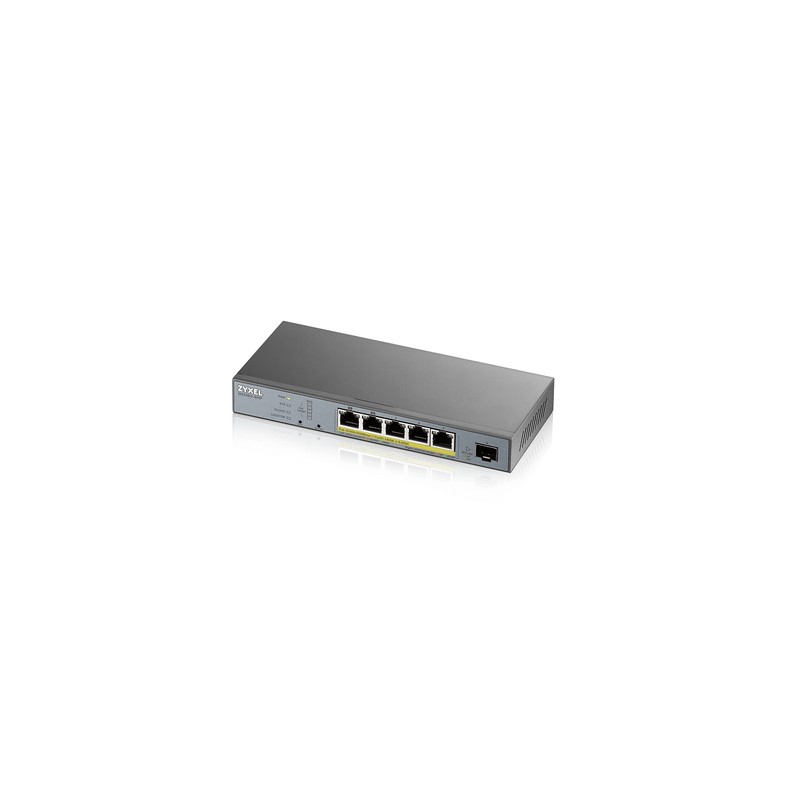 ZYXEL SWITCH MANAGED PER CCTV: 5 PORTE GIGABIT POE (BUDGET 60W) + 1 PORTA SFP, NFLEX