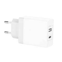 CARICABATTERIA 2 PORTE USB (1 TIPO A + 1 USB-C) DA PRESA MURO DC 5V 3.4A 17W