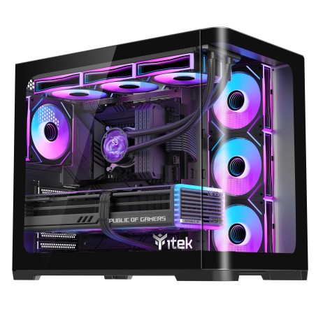 ITEK CASE DARK CAVE CURVED, GAMING TOWER, ATX, 4X12CM ARGB FAN, 2XUSB3, TYPE-C, CURVED TEMP GLASS S