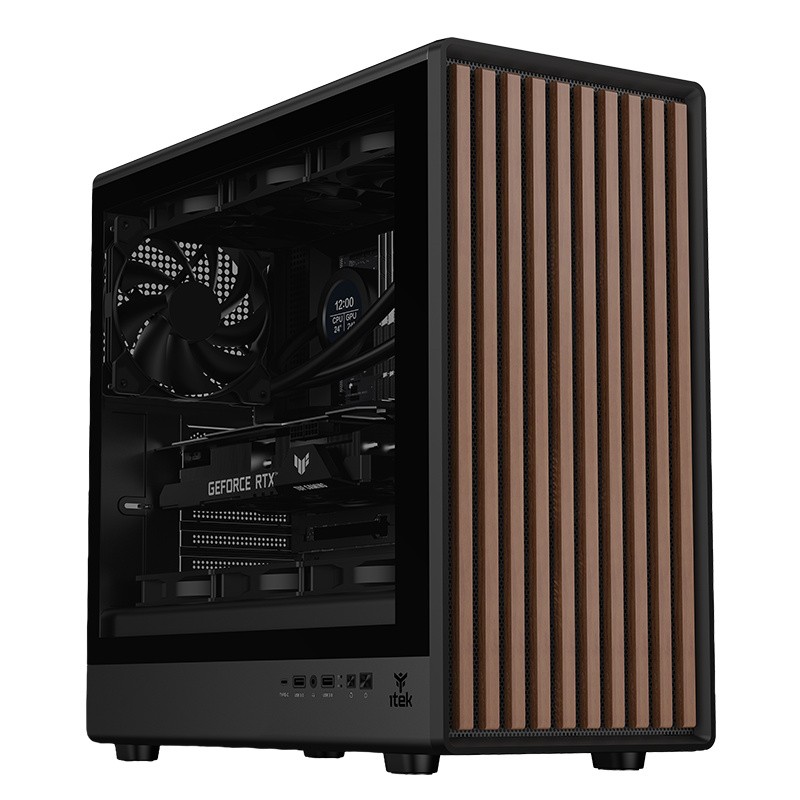 CASE WOODY W2B GAMING TOWER ATX 4x14CM BLACK fAN 2xUSB3 TYPE-C WOOD FRONT DARKER TEMP GLASS SIDE CASE WOODY W2B GAMING TOWER ATX 4x14CM BLACK fAN 2xUSB3 TYPE-C WOOD FRONT DARKER TEMP GLASS SIDE
