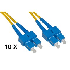 CONFEZIONE 10 CAVI FIBRA OTTICA SC A SC SINGLEMODE DUPLEX OS2 GUAINA 2 MM 9/125 MT.2