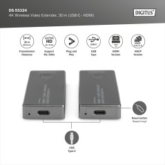 EXTENDER VIDEO 4K WIRELESS, 30 M (USB-C - HDMI)