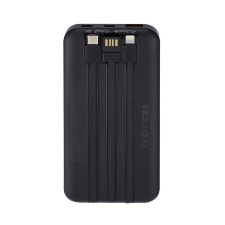 BATTERY BANK (10000 MAH) 22,5W FAST CHARGER CON 3 CAVI INTEGRATI ( DI CUI TYPE C ED USB CON FUNZIONE RICARICA ) NERA