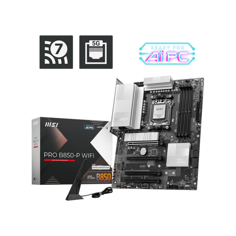 MSI MB AMD PRO B850-P WIFI, ATX, AM5, DDR5, 1PCI-Ex16, 1PCI-Ex4, 2PCI-Ex1, 4SATA3 MSI MB AMD PRO B850-P WIFI, ATX, AM5, DDR5, 1PCI-Ex16, 1PCI-Ex4, 2PCI-Ex1, 4SATA3
