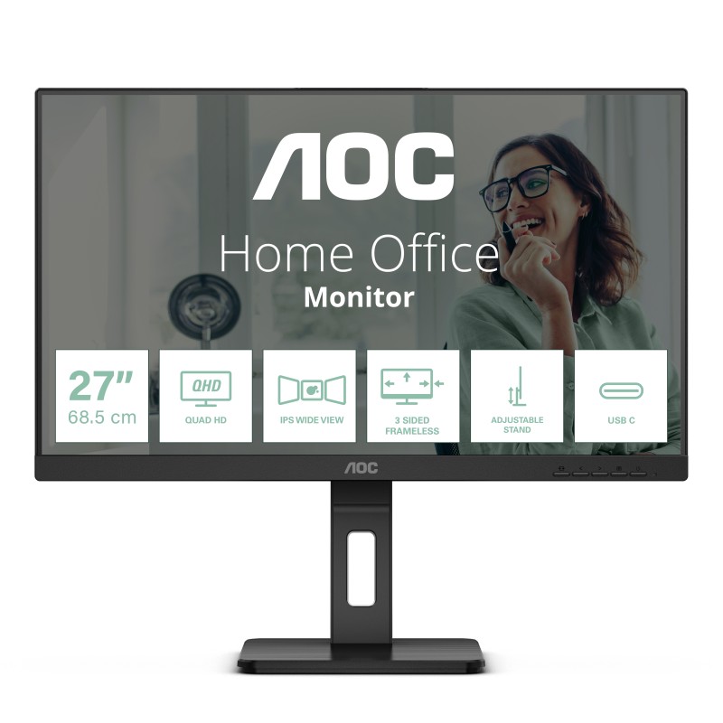 AOC MONITOR 27 LED IPS QHD 16:9 4MS 350 CDM, USB-C, PIVOT, DP/2HDMI, MULTIMEDIALE AOC MONITOR 27 LED IPS QHD 16:9 4MS 350 CDM, USB-C, PIVOT, DP/2HDMI, MULTIMEDIALE