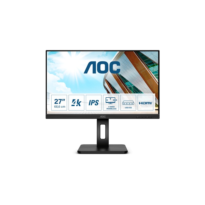 AOC MONITOR 27 LED IPS 4K UHD 16:9 350 CDM, USB-C, DP/HDMI, PIVOT, MULTIMEDIALE