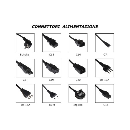 CAVO ALIMENTAZIONE CONNETTORI C14 MASCHIO C15 FEMMINA MT 1,80