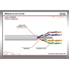CAVO SOLIDO UTP PER RETI CATEGORIA 5E PVC AWG24 MATERIALE CCA MATASSA MT 100 CLASSE CPR ECA GUAINA BIANCA