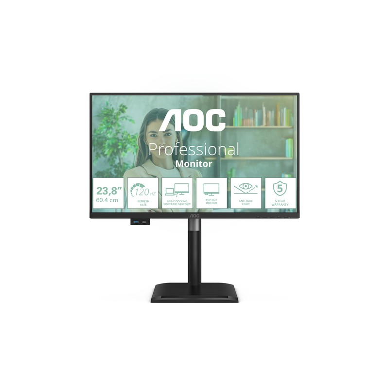AOC MONITOR 23,8 LED IPS FHD 16:9 120Hz, REG ALTEZZA, USB-C