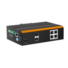 SWITCH INDUSTRIALE MANAGED CON 4 PORTE GIGABIT POE CON 2 PORTE SFP PER FIBRA OTTICA