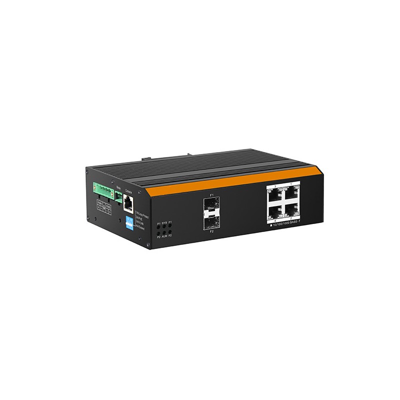 SWITCH INDUSTRIALE MANAGED CON 4 PORTE GIGABIT POE CON 2 PORTE SFP PER FIBRA OTTICA