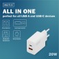 CARICATORE USB 20W, 1X USB-C, 1X USB-A