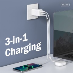CARICATORE USB GAN 67W, 2X USB-C, 1X USB-A