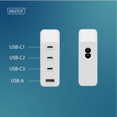 CARICATORE USB GAN 140W, 3X USB-C, 1X USB-A