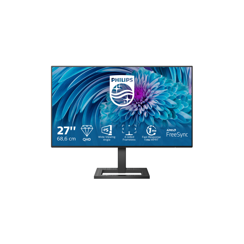 PHILIPS MONITOR 27" LED IPS QHD 16:9 1MS 75HZ, 350 CDM, DP/HDMI, REG ALTEZZA, MULTIMEDIALE