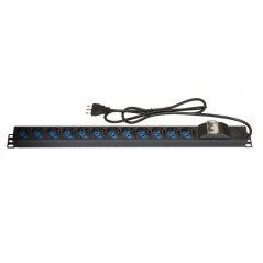 MULTIPRESA VERTICALE A 12 PORTE UNIVERSALI PER ARMADI RACK CON INTERRUTTORE MAGNETOTERMICO