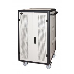 ARMADIO ALLOGGIAMENTO 60 TABLET CON RUOTE MULTIPRESE INCLUSE VENTOLE DI RAFFREDDAMENTO PORTA IN ACCIAIO TRAFORATA COLORE