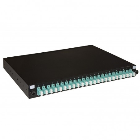 PANNELLO FIBRA OTTICA 19" CON 24 ADATTATORI LC DUPLEX OM3 PROFONDITA' 250 MM COLORE NERO