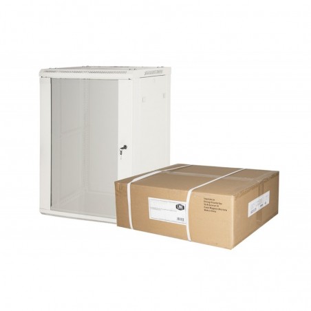 ARMADIO RACK 19" 15 UNITA' DA MURO (A) 770 X (L) 600 X (P) 450 GRIGIO DISASSEMBLATO PORTA VETRO