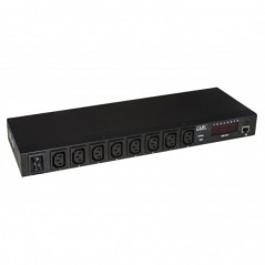 MULTIPRESA19" 8 PORTE IEC C13 FEMMINA CONTROLLO TRAMITE IP CON DISPLAY PER VOLT E AMPERE E SENSORI AMBIENTALI TEMPERATUR
