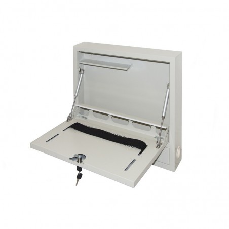 ARMADIO A MURO PER LAPTOP CON CHIUSURA A CHIAVE COLORE GRIGIO CON PISTONI